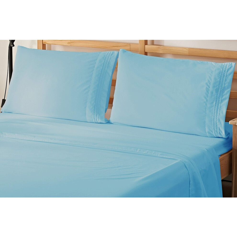 Elegante, Comfortabele 4-Delige Bedlakenset! Luxe Zachtheid 1500%, Eersteklas Hotelkwaliteit, Kreukvrij, Met Diepe Zakken, King Aqua-image