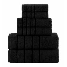 Conjunto de Toalhas Premium 6 Peças Listras Viscose Elegante Comfort - 100% Algodão Turco