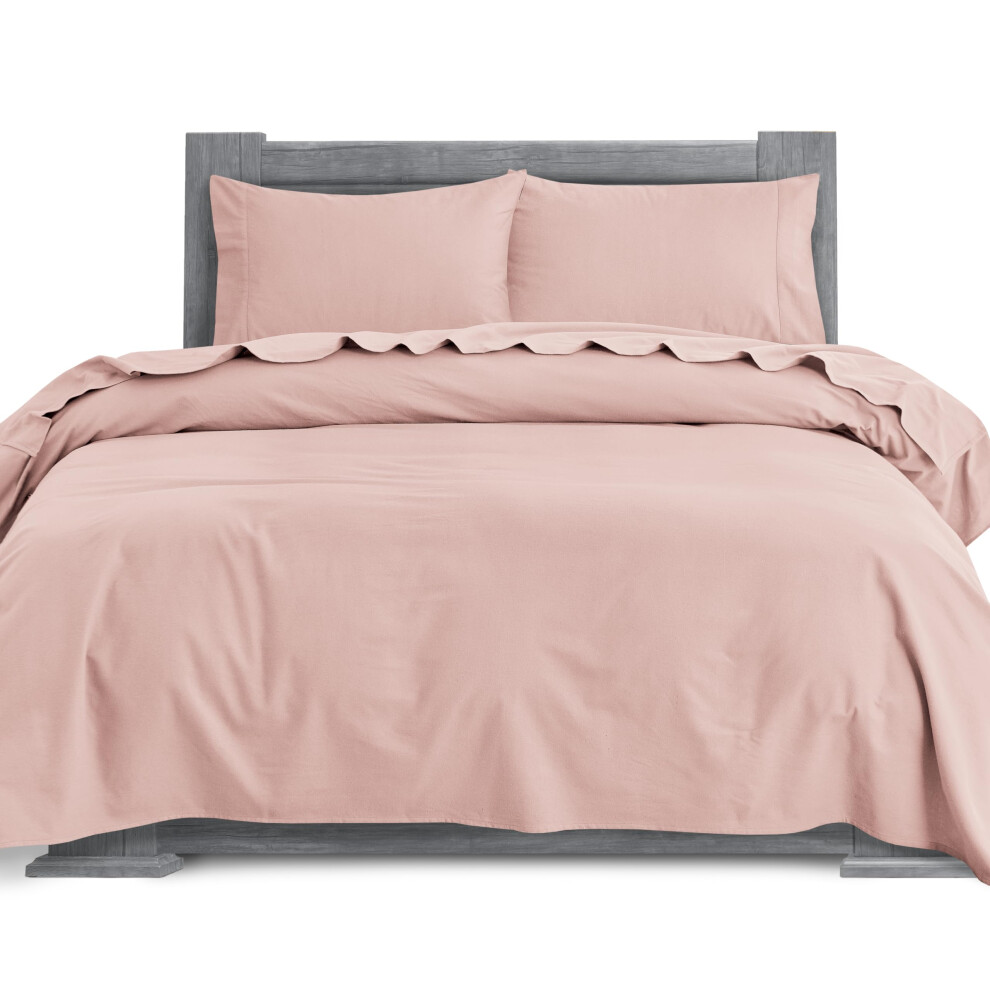 Ensemble de draps 4 pièces en flanelle de coton turc 100 % doux et confortable - Drap-housse à poche profonde de qualité supérieure, draps en fla