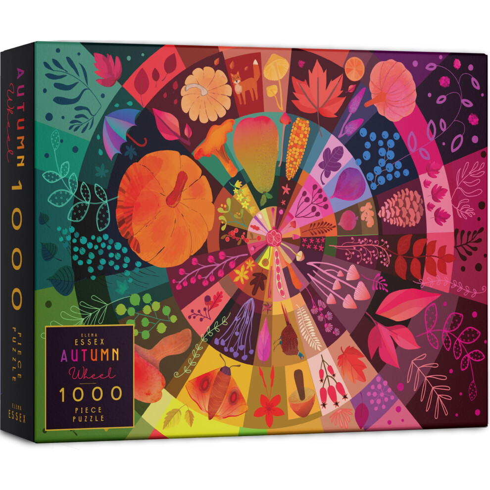 Elena Essex Jigsaw Puzzles 1000 Pieces For Adults - Autumn Wheel | Fall Puzzles | 1000 Piece Puzzle | Cosy Mushroom Pumpkin Fall Puzzle | Jigsaw Puzzl