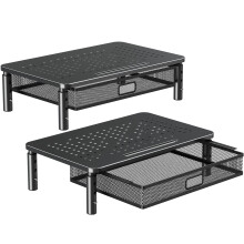 Elived 2 Pack Monitor Stand Riser med skuffe 3 H?jde justerbar med st?rre opbevaringsplads til hjemme- og kontorartikler Metal Desktop Stand til