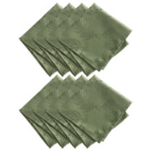 Elrene Home Fashions Elegant Woven Fetes Jacquard Damask Tissu Tapkin Set For Fall / Harvest / Thanksgiving 17 """" ""x 17"" ""Pack de 8 olive