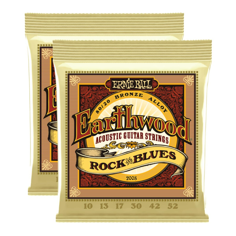 Ernie Ball Earthwood Rock & Blues Acoustic Guitar Strings 10-52 (2 pacotes)