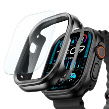 ESR voor Apple Watch Ultra 2/1 hoesje met screenprotector 49 mm (2024/2023/2022) Militaire bescherming Aluminium behuizing met 2 stuks Armorite glasb