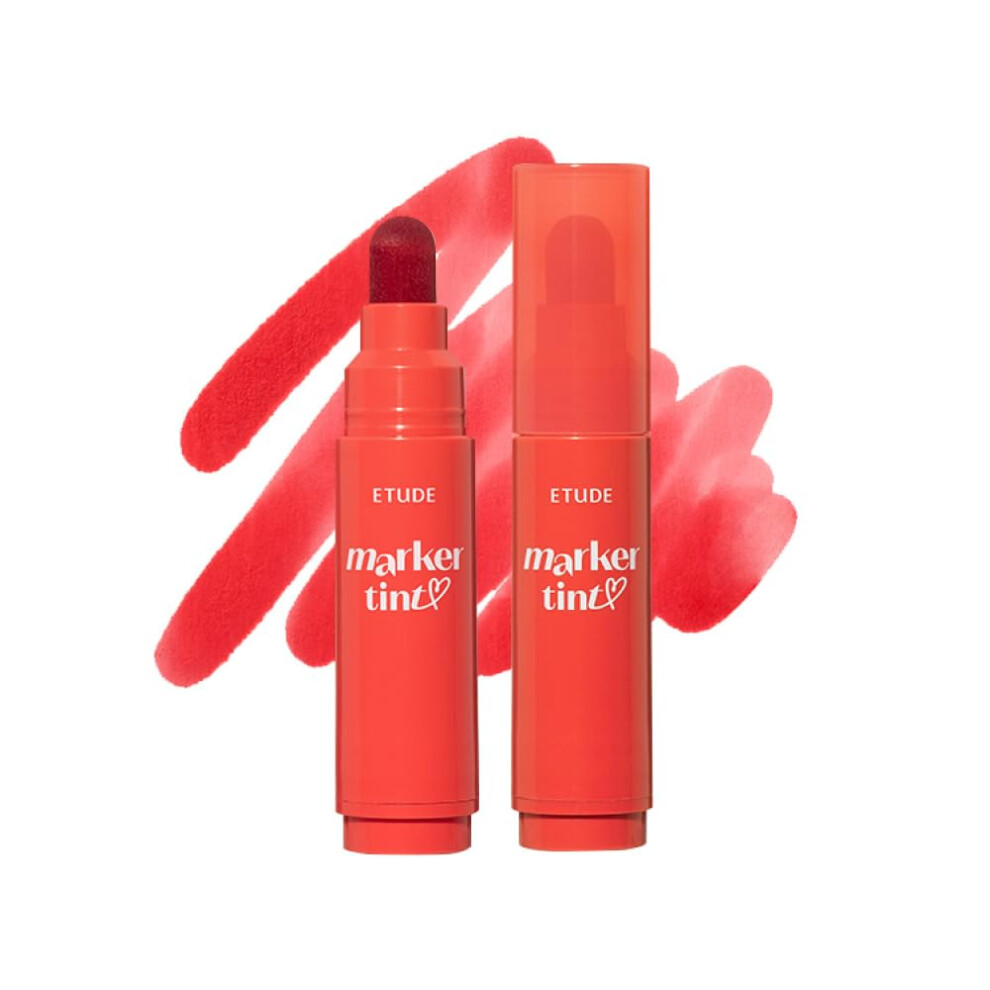 ETUDE Dear Darling Marker Tint #3 Apple Candy | Hydrating & Long Lasting Lip Stain | High Pigmented Lip Maker with Easy Drawing Tip | Korean Daily Lip-image-OPC-PFYRJVV-NEW