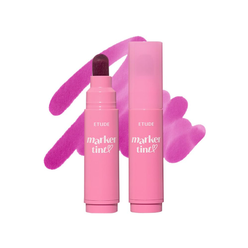 ETUDE Dear Darling Marker Tint #6 Grape Soda | Hydrating & Long Lasting Lip Stain | High Pigmented Lip Maker with Easy Drawing Tip | Korean Daily Lip-image-OPC-PFYRJVW-NEW