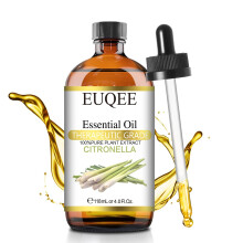 EUQEE Citronella Essential Oil 118ml Stor gave?ske Ren Citronella Olie med Glasdr?be til stearinlys Diffuser Luftfugter - 4 fl oz.