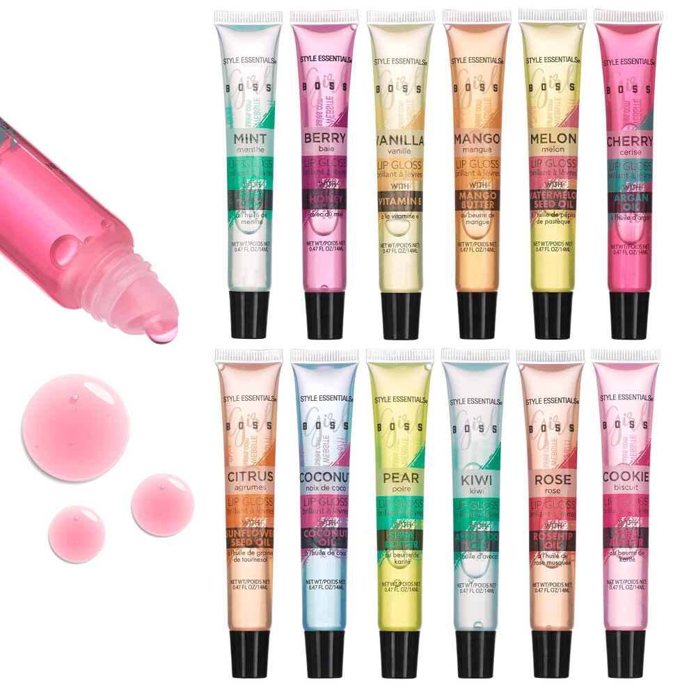 Expressions 12Pc Lip Gloss Lip Oil Collection - Lip Gloss Tubes With Essential Oils Moisturizing Hydrating Lip Glosses Lip Glow Oil Hydrating Lip