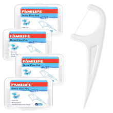 Familife Floss Picks 240 Count Unlavored Dental Floss Picks Tooth Picks Flossers med 4 rejser Handy sager hj?lper med at bek?mpe tandfald og hold