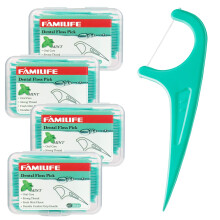 Familife Floss Picks 240 Count Mint Dental Floss Picks Tooth Picks Flossers med 4 rejser Handy sager hj?lper med at bek?mpe tandfald og holde din