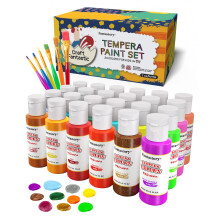 Fantastory tempera frg fr barn 24 frger (2 oz vardera) tvttbar tempera mlar barn affisch mlar svamp mlning icke-toxiska barn mlar finger