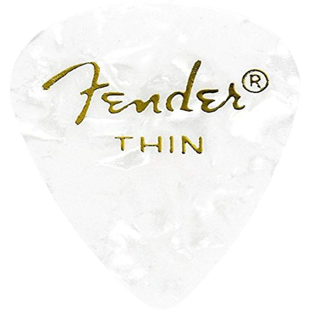 Fender Premium Celluloid Guitar Picks 351 Shape  White Moto  Thin  144-Pack