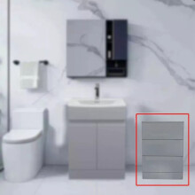 (Cabinet 890 with 3 drawer) Handleless Bathroom High Gloss Light Grey Wall Hung Vanity Unit Sink Cabinet Basin Storage Furniture Door Toilet