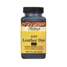 Fiebing's Leather Dye 4 Fl Oz Black - Alcohol-Based Penetrating Permanent Dye for Shoes Boots Belts Bags Furniture - Includes Wool Dauber Appli