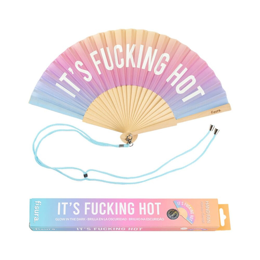 Fisura - Original folding fan with message in english. Handheld folding fan for women. Rave wood folding hand fan. Fans for wedding  party  birthday