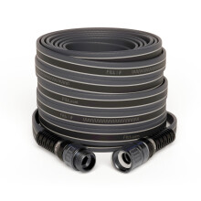 FITT Force Pro waterslang Lichtgewicht, ultraflexibel, duurzaam, knikvrij, heavy-duty platte tuinslang van commerci?e kwaliteit, grijs en blauw, 25 v