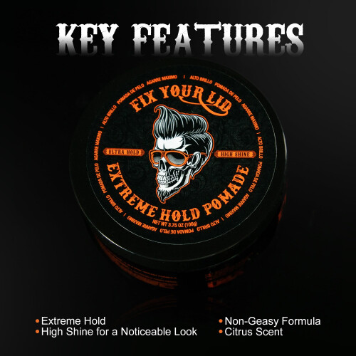 Fix Your Lid Extreme Hold Pomade για Άνδρες - Υδατοδιαλυτή Pomade με Υψηλή Γυαλάδα 1