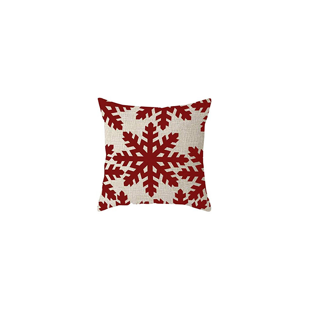 Housse de coussin FJPT motif flocons de neige de No   l, magnifique housse de coussin en lin rouge pour canap   -lit, taie d'oreiller douce pour l'hi