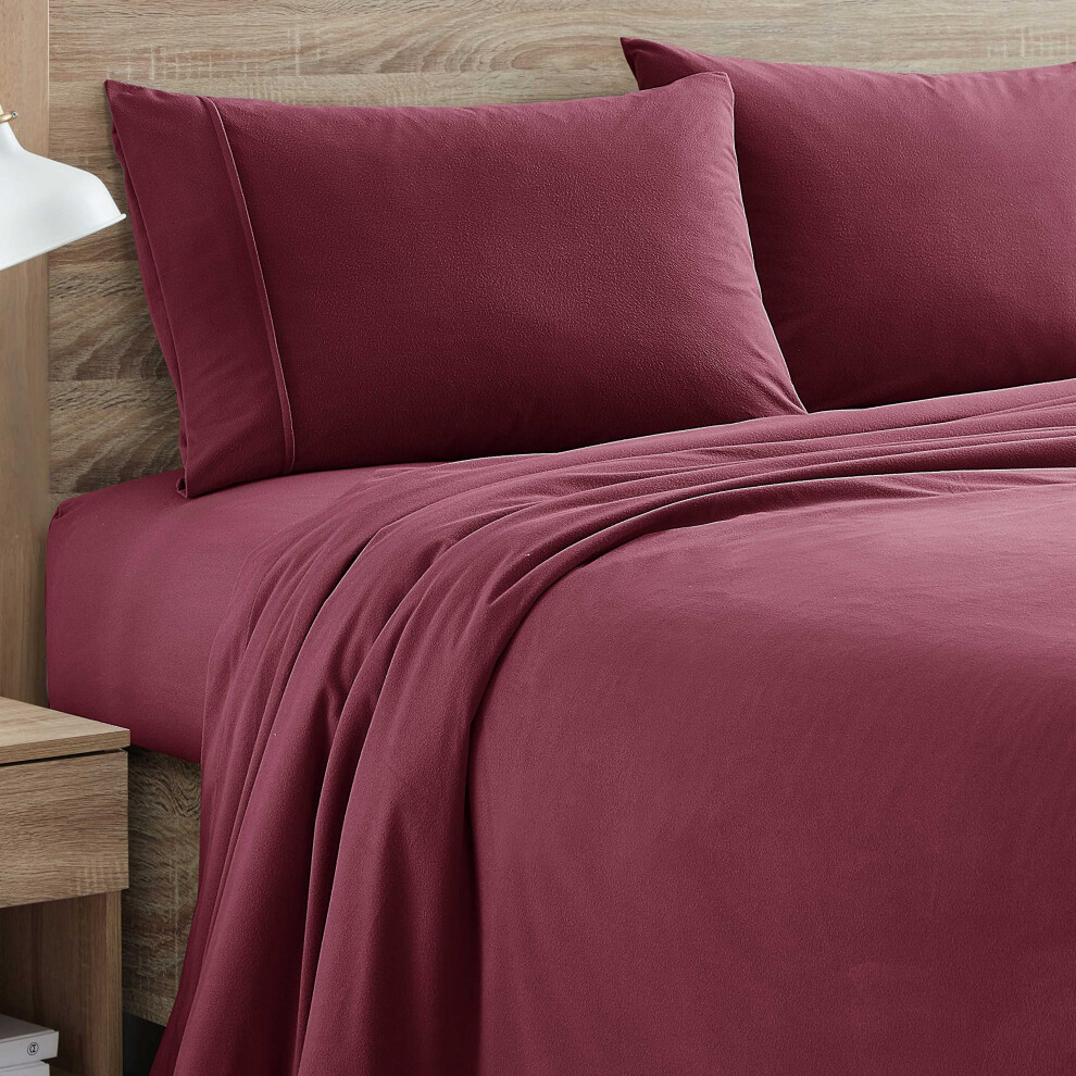 Parure de lit en flanelle chaude et confortable, avec poche profonde, respirante, toutes saisons, avec drap-housse et taies d'oreiller, taille Ki