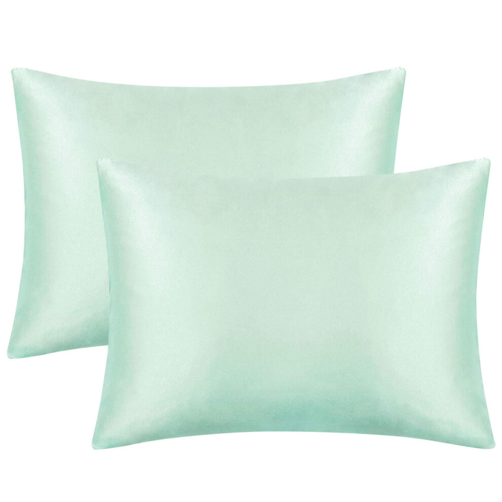 FLXXIE Lot de 2 taies d'oreiller en satin     fermeture    clair pour cheveux et peau, soyeuses et ultra douces (50,8 x 91,4 cm), taies d'oreiller en