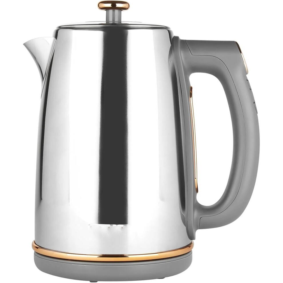 (Chrome & Rose Gold) Temperature Control Kettle - Chrome & Rose Gold - Fast Boil - 3000W - Digital Electric Kettle with LCD Display-image-OPC-PGBWVQJ-NEW