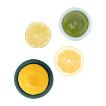 Food Huggers 2pc Reusable Silicone Citrus Savers | BPA Free & Dishwasher Safe | Fruit Produce Storage for Orange Lemon Lime Banana Cans & More | 2