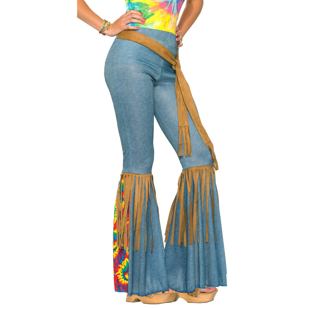 Forum Novelties Costume hippie pour femme, pantalon     pattes d'   l   phant, bleu/marron, taille M/L