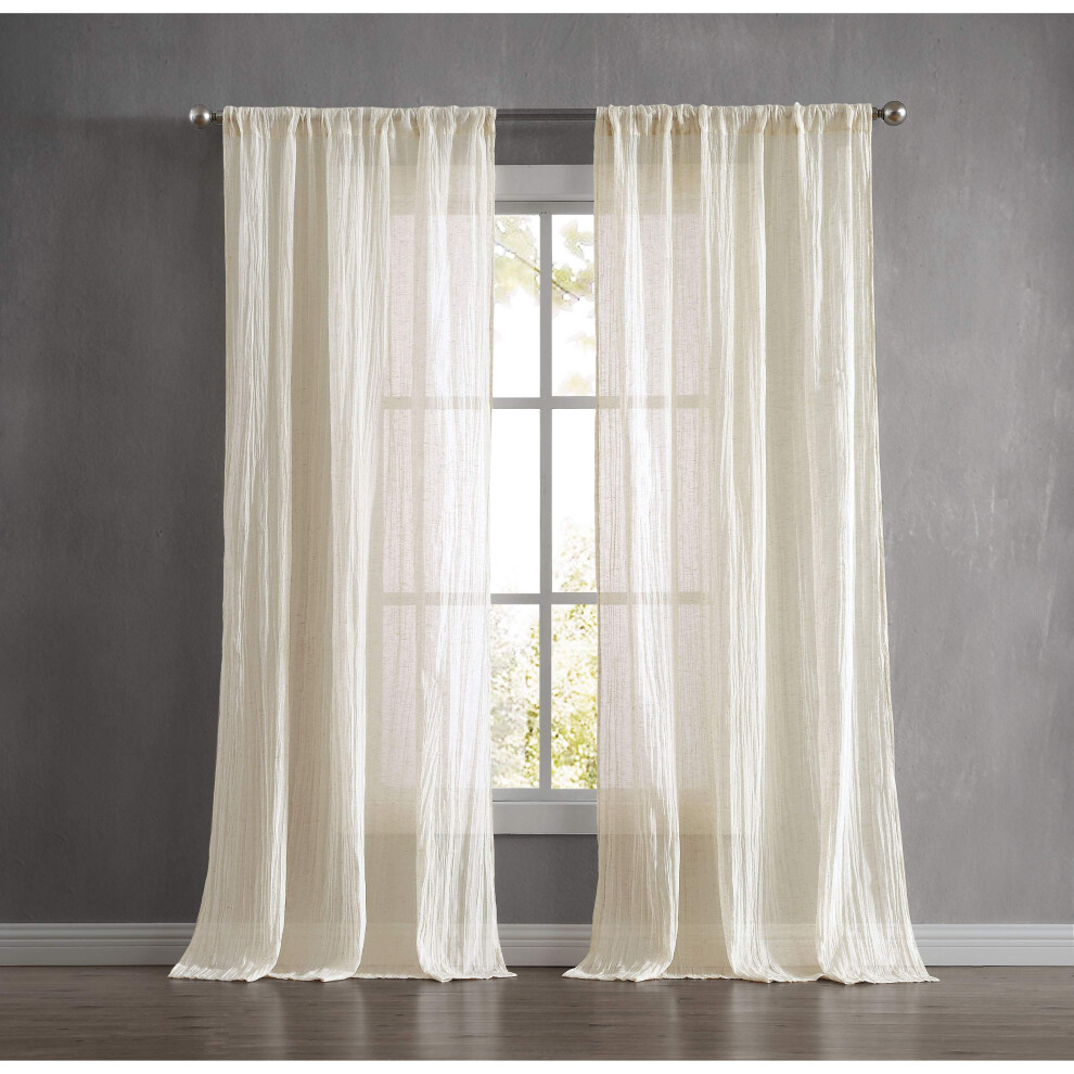 French Connection - Charter Crushed  Window Curtain  Set of 2 Panels  Semi Sheer  Modern Home D?cor  Drapes for Living Room  Dining Room  Bedroom  Dor