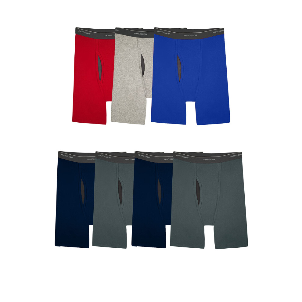 FRUIT OF THE LOOM Men's Coolzone Boxer Briefs  Moisture Wicking & Breathable  Multipacks  Long Leg-7 Pack-Assorted Colors  Large