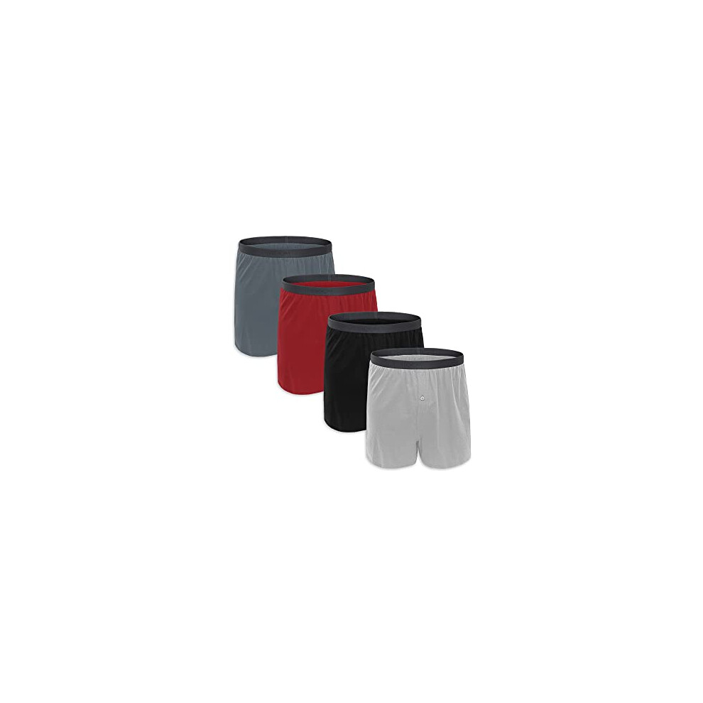 Boxer en coton premium sans ?tiquette Fruit of the Loom pour homme (tailles standard et grande), lot de 4, en tricot, assorti, taille XL (?tats-Unis)