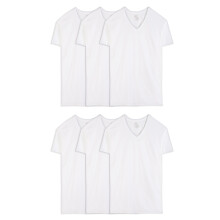 Fruit of the Loom heren Stay Tucked T-shirt met V-hals Ondergoed Tall Man - Wit 6-pack groot VS