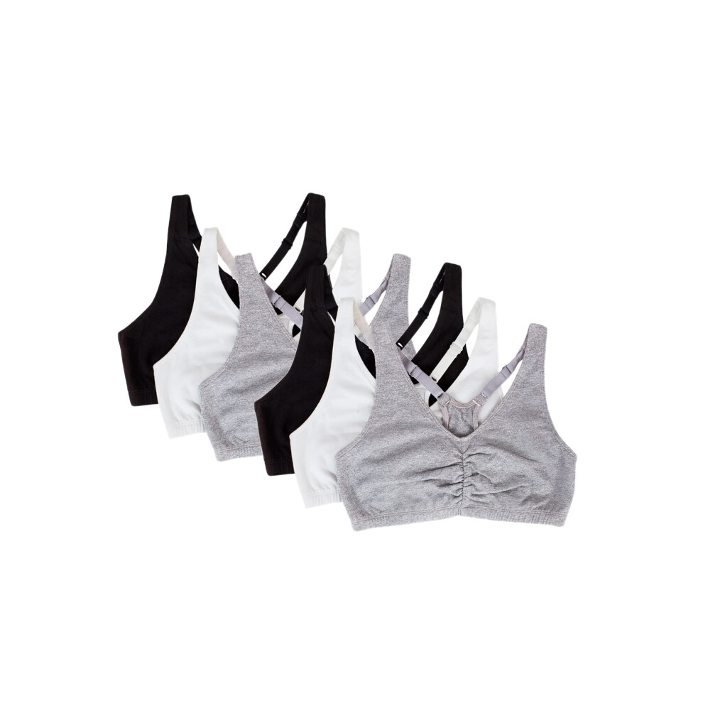 Soutien-gorge de sport ajustable     dos nageur fronc    Fruit of the Loom pour femme, gris chin   , blanc, noir, lot de 6, taille 36