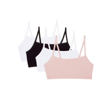 Reggiseno sportivo da donna Fruit of the Loom in cotone con spalline sottili, rosa cipria/bianco/bianco/nero, confezione da 4, 40