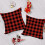 Fukeen 2 Pacote Capa de Almofada Impermeável para Natal 18x18 Polegadas Xadrez Vermelho e Preto 2