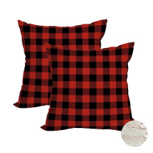 Fukeen 2 Pacote Capa de Almofada Impermeável para Natal 18x18 Polegadas Xadrez Vermelho e Preto