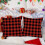 Fukeen 2 Pacote Capa de Almofada Impermeável para Natal 18x18 Polegadas Xadrez Vermelho e Preto 3