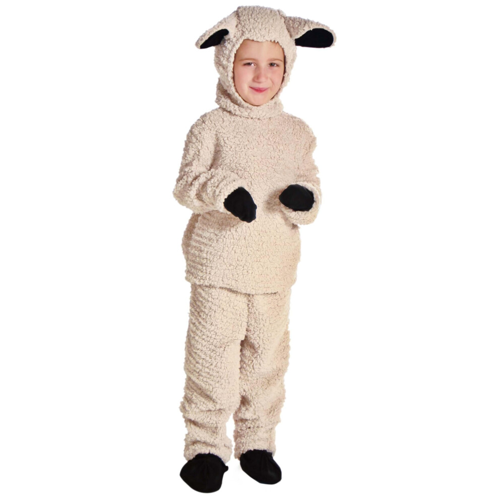 Photos - Fancy Dress Fun Costumes Wooly White Sheep Kid's Costume | Cute Hooded Little Lamb Farm Animal Costumes with Mittens and Shoe Covers S W