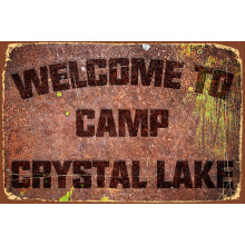 Lustige Camping-Schilder, Freitag der 13., Metallschild Willkommen im Camp, Crystal Lake, Blechschild, Outdoor-Party, Vintage-Kaffee, Bar, Zimmer,