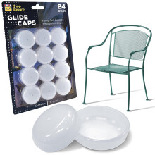 Furniture Leg Gliders 24 Pack White - 1.5 Round Plastic Outdoor Replacement Feet for Outdoor Furniture - Caps for Vintage Wrought Iron Patio Chairs &