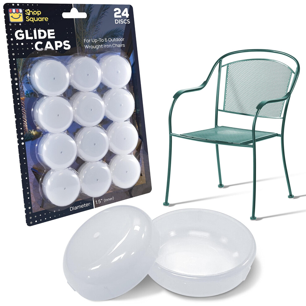 Furniture Leg Gliders 24 Pack  White - 1.5 Round Plastic Outdoor Replacement Feet for Outdoor Furniture - Caps for Vintage Wrought Iron Patio Chairs &-image-OPC-PFPGF88-NEW