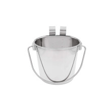 Fuzzy Puppy Flat Sided Pail with Dual Hooks Snugly Fit On Dog Cat and Critter Crates & Cages Heavy Duty Stainless Steel 2 Quart (PN: FSP-2)