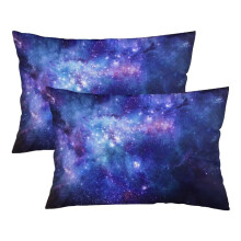 Galaxy Throw Pillow Cover Queen Size Set of 2 Blue Purple Outer Space Nebula Universe Star Night Starry Sky Lumbar Pillow Case Soft Standard Pill