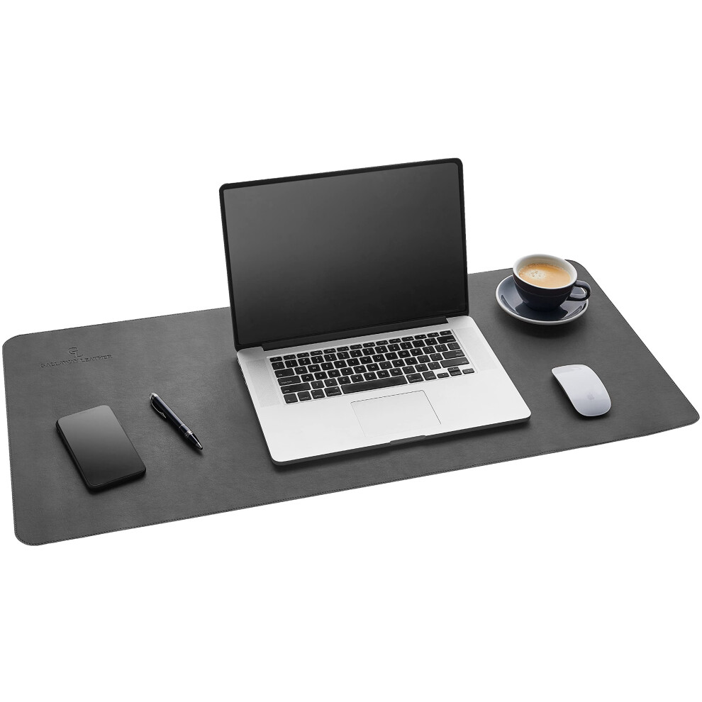 Sous-main en cuir Gallaway, grand sous-main de bureau 91 x 43 cm, gris, id   al comme cadeau.    l   gant sous-main pour ordinateur, housse de bureau,