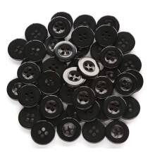 GANSSIA 5/8 inch (15 mm) kleine maat zwarte knop 4 gaten naaiende knoppen voor doe-het-zelf-knutselprojecten, pakket van 200 stuks