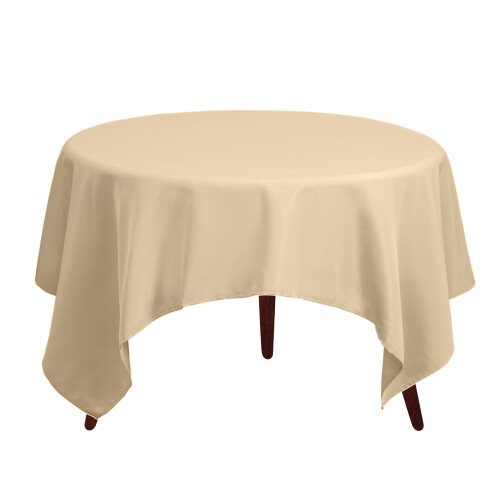 Toalha de Mesa Quadrada Gee Di Moda - 85 x 85 Polegadas Bege para Mesas Grandes 1