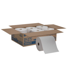 Georgia-Pacific Blue Basic gerecyclede papieren handdoekrollen (voorheen merk Envision) van PRO White 26601 800 voet per rol 6 rollen per doos