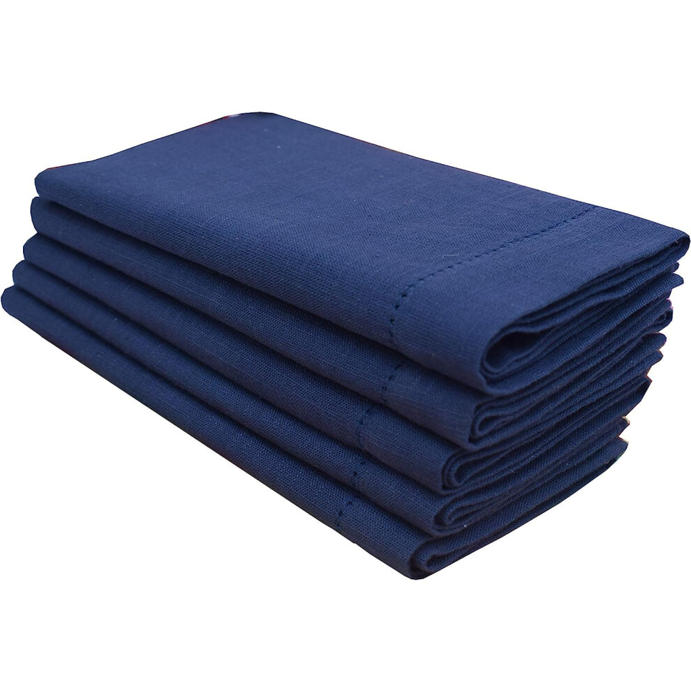 Serviettes de table GFI LINEN CLUBS 100 % coton     ourlet flamm    18 x 18, lot de 6 (bleu marine 18"" x 18"")