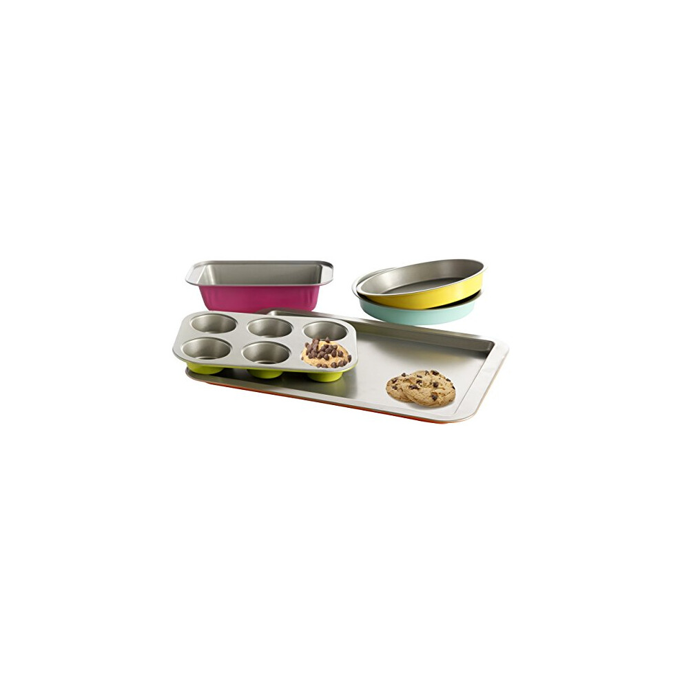 Photos - Bakeware Gibson Home ColorSplash Lyneham 5 Piece Carbon Steel  Set Gray 085081154675 
