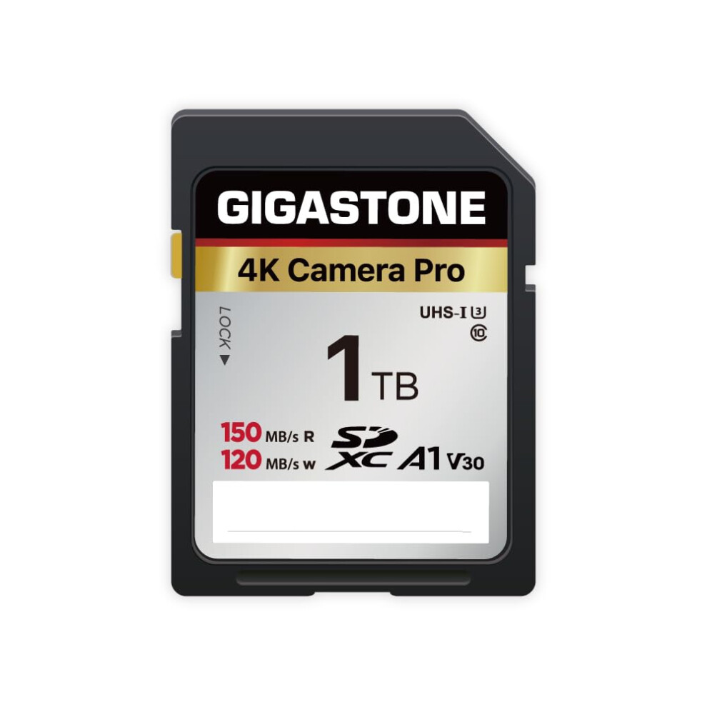 Gigastone 1 Tb Sd Card 4K Camera Pro, Velocità Fino A 150/120 Mb/S, V30 U3 Sdxc Ultra Hd Uhd Video Per Dslr, Fotocamera Canon, Sony, Pentax, Kodak, Olympus, Panasonic, Con 1 Mini Custodia-image