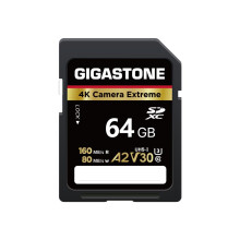 GIGASTONE 64 GB SD-kortkamera Extreme A2 V30 SDXC-hukommelseskort H?jhastigheds Full HD-video kompatibel med Canon Nikon Sony Pentax Kodak Olympu